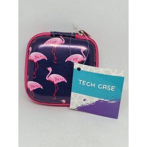 Blue Pink Pelican Graphics Zipper Inside Pouch Tech Earphone Earbuds Case